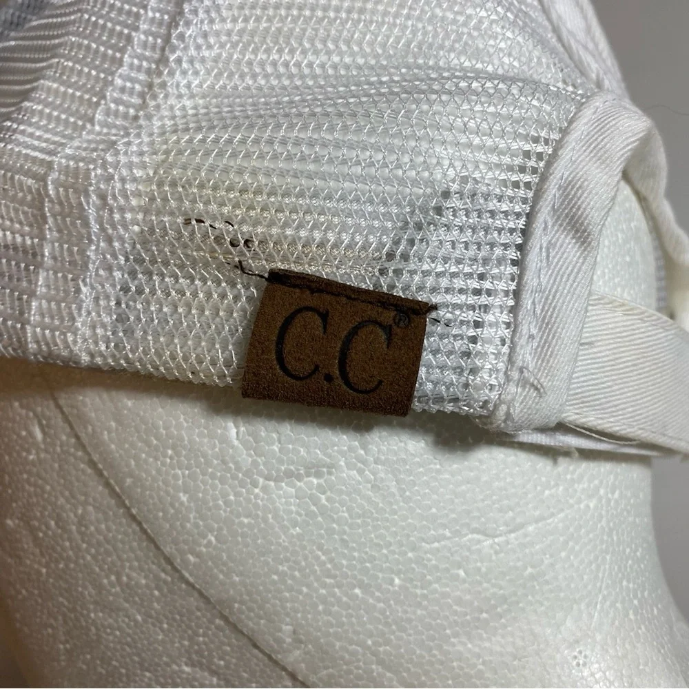 Girlie Girl Pony Tail Hat Betsy Cow Hat Baseball Cap Mesh White Blue Cap